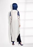 Tesettür giyim LACİVERT ASİMETRİK KESİM PANTOLONLU TAKIM 20781 