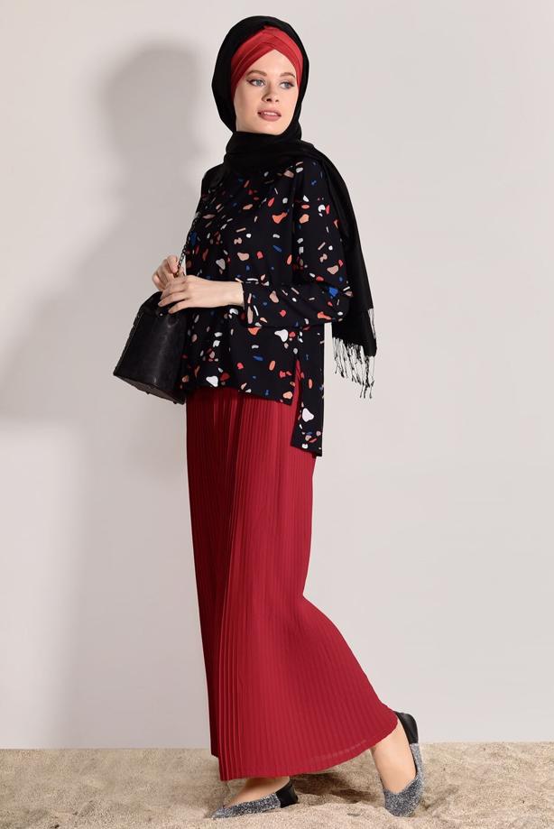 Vêtements hijab  PRINTED 2 PIECE SUIT WITH PANTS 0103 - TRENDTESETTÜR