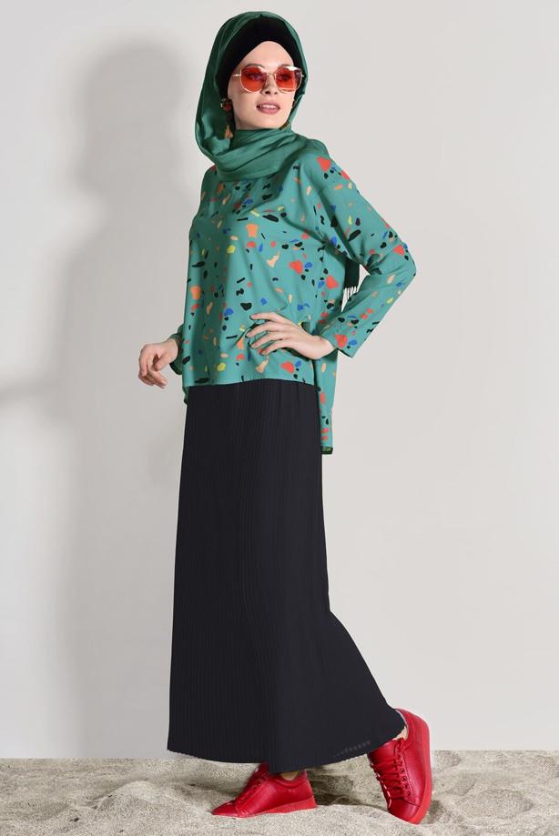 Vêtements hijab  PRINTED 2 PIECE SUIT WITH PANTS 0103 - TRENDTESETTÜR