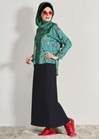 Vêtements hijab VERT T 0103 Lmf- Desenli 2′li Pantolonlu Takım