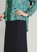 Tesettür giyim YEŞİL DESENLİ 2&prime;Lİ PANTOLONLU TAKIM 0103 