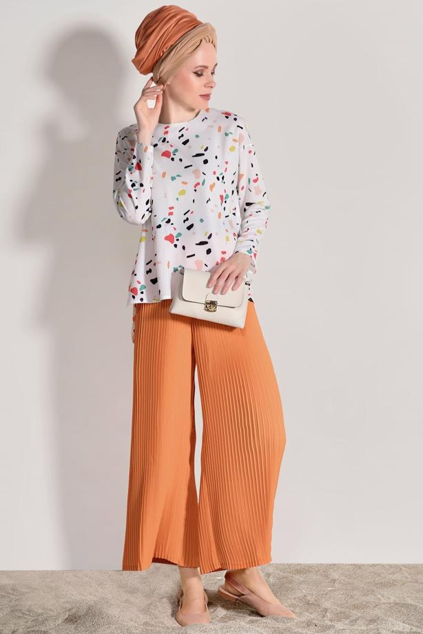 Vêtements hijab  PRINTED 2 PIECE SUIT WITH PANTS 0103 - TRENDTESETTÜR