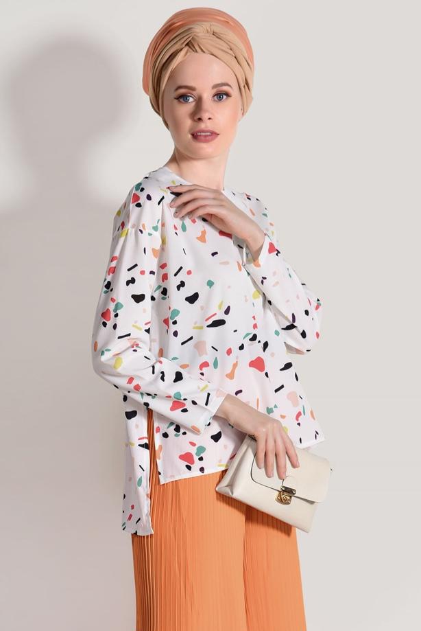 Vêtements hijab  PRINTED 2 PIECE SUIT WITH PANTS 0103 - TRENDTESETTÜR