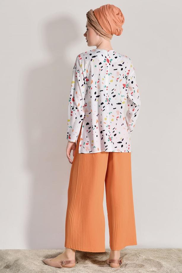 Vêtements hijab  PRINTED 2 PIECE SUIT WITH PANTS 0103 - TRENDTESETTÜR