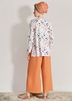 Vêtements hijab BLANC T 0103 Lmf- Desenli 2′li Pantolonlu Takım