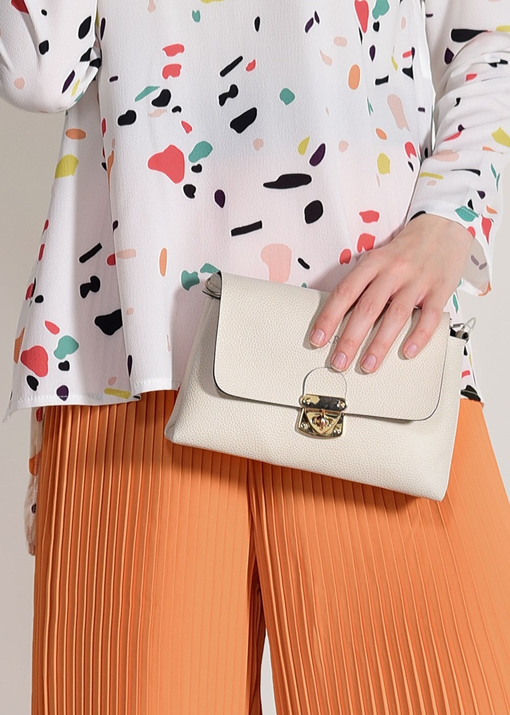 Vêtements hijab BLANC T 0103 Lmf- Desenli 2′li Pantolonlu Takım