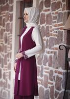 Tesettür giyim FUŞYA GÜPÜR DETAYLI 3&prime;LÜ PANTOLONLU TAKIM 301