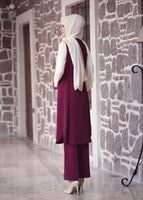 Tesettür giyim FUŞYA GÜPÜR DETAYLI 3&prime;LÜ PANTOLONLU TAKIM 301