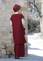 Tesettür giyim BORDO T 0475 Asmiray- Boncuk İşlemeli 3&prime;lü Pantolonlu Takım