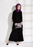 Tesettür giyim SİYAH VOLANLI 2&prime;Lİ PANTOLONLU TAKIM 0564 
