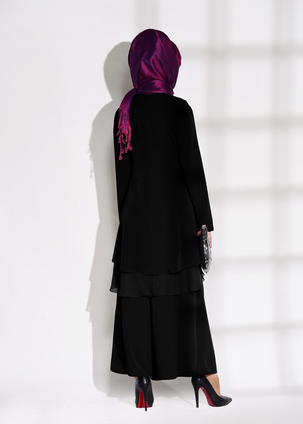 Tesettür giyim SİYAH VOLANLI 2&prime;Lİ PANTOLONLU TAKIM 0564 