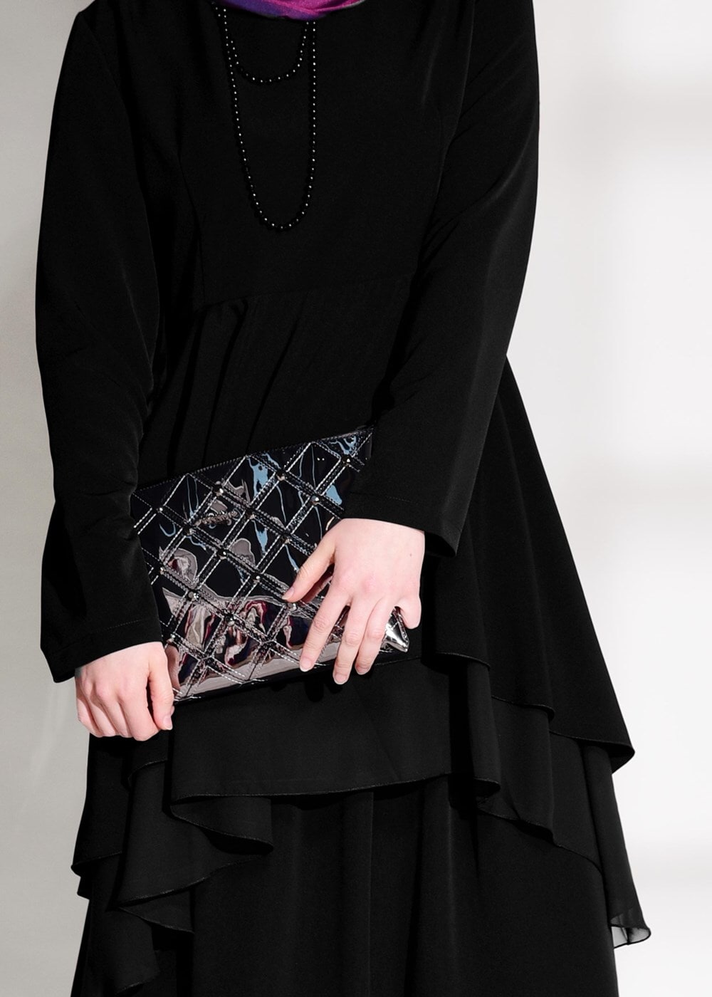 Tesettür giyim SİYAH VOLANLI 2&prime;Lİ PANTOLONLU TAKIM 0564 