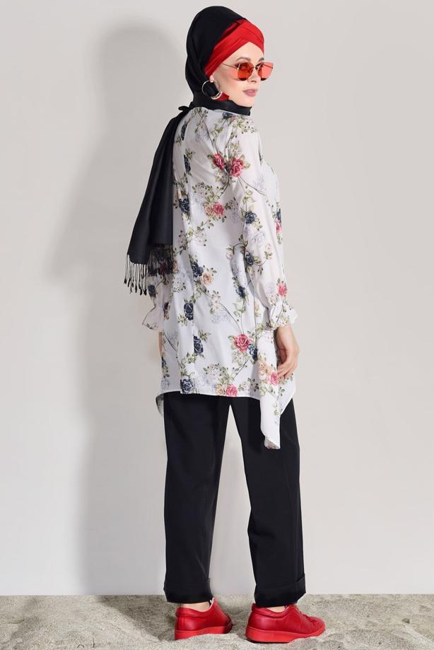 Vêtements hijab  FLORAL SUIT WITH PANTS 985  - TRENDTESETTÜR