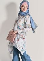 Hijab clothing BLUE FLORAL SUIT WITH PANTS 985 