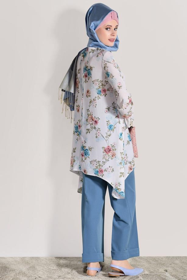 Vêtements hijab  FLORAL SUIT WITH PANTS 985  - TRENDTESETTÜR