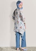 Hijab clothing BLUE FLORAL SUIT WITH PANTS 985 