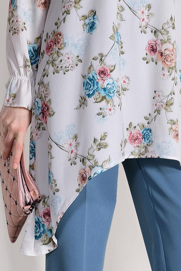 Vêtements hijab  FLORAL SUIT WITH PANTS 985  - TRENDTESETTÜR