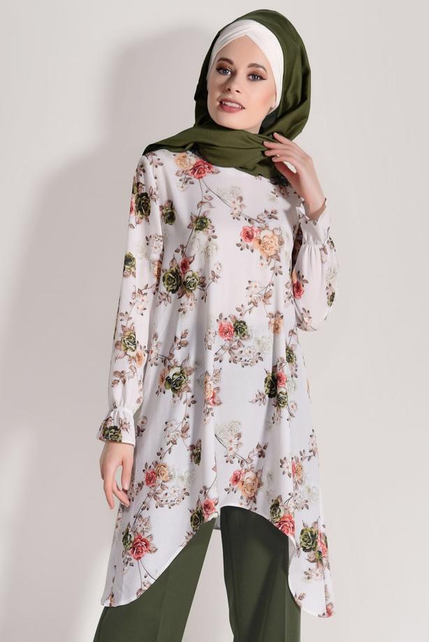 Vêtements hijab  FLORAL SUIT WITH PANTS 985  - TRENDTESETTÜR