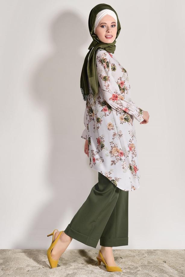 Vêtements hijab  FLORAL SUIT WITH PANTS 985  - TRENDTESETTÜR