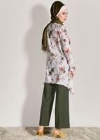 Hijab clothing KHAKI FLORAL SUIT WITH PANTS 985 
