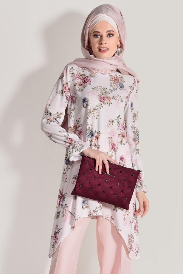 Vêtements hijab  FLORAL SUIT WITH PANTS 985  - TRENDTESETTÜR