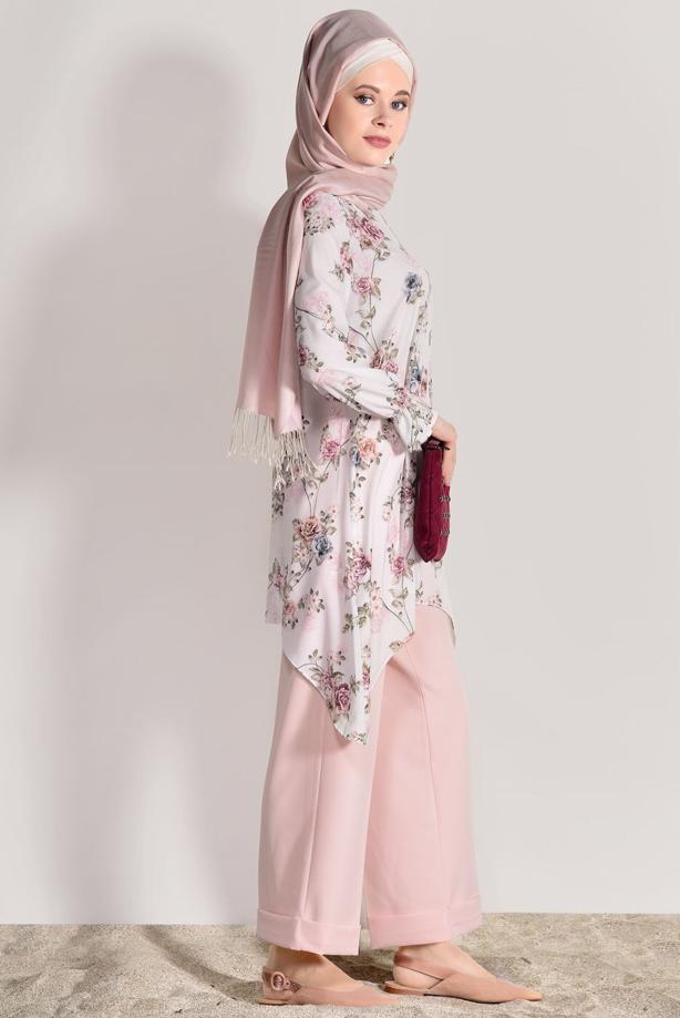 Vêtements hijab  FLORAL SUIT WITH PANTS 985  - TRENDTESETTÜR