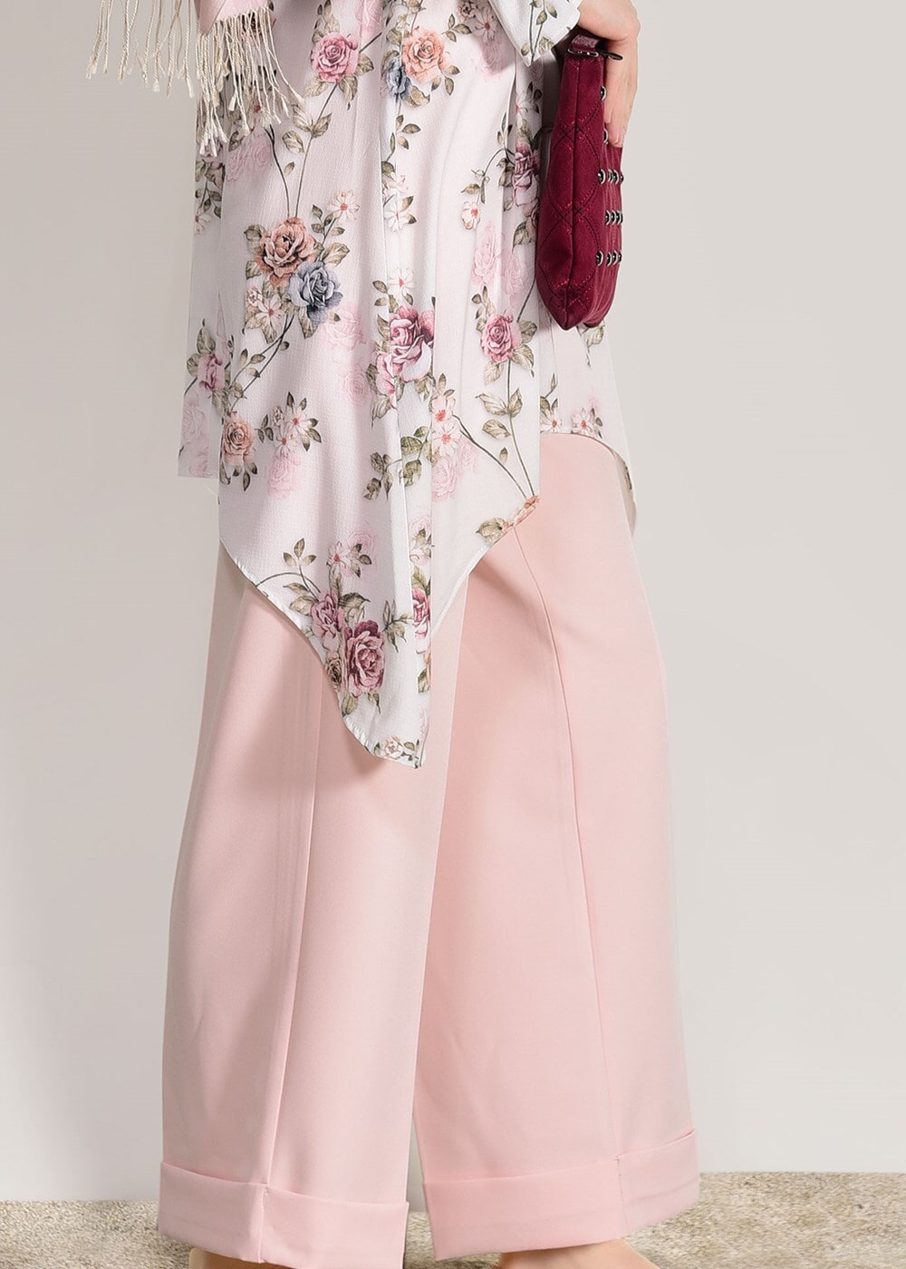 Hijab clothing POWDER FLORAL SUIT WITH PANTS 985 