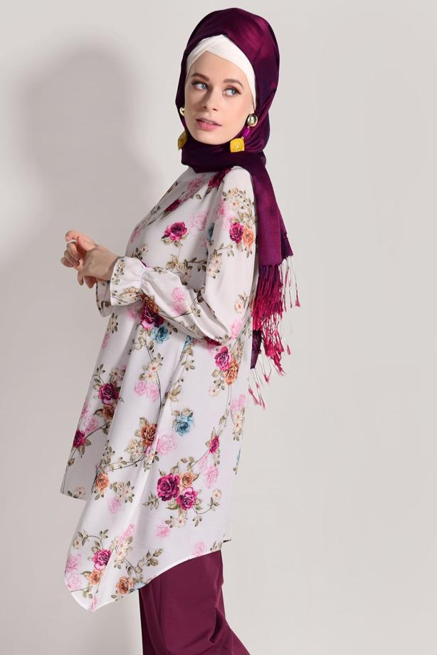 Vêtements hijab  FLORAL SUIT WITH PANTS 985  - TRENDTESETTÜR