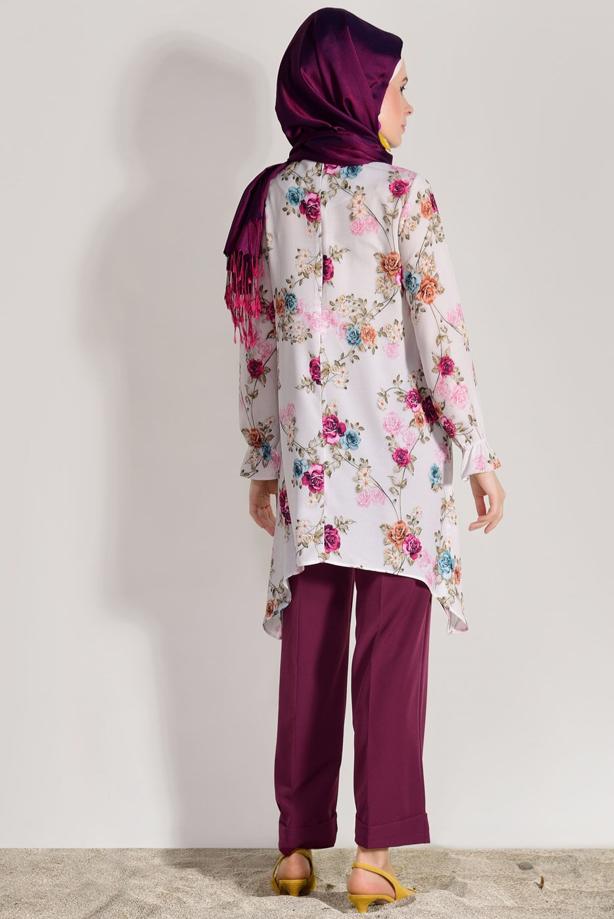 Vêtements hijab  FLORAL SUIT WITH PANTS 985  - TRENDTESETTÜR