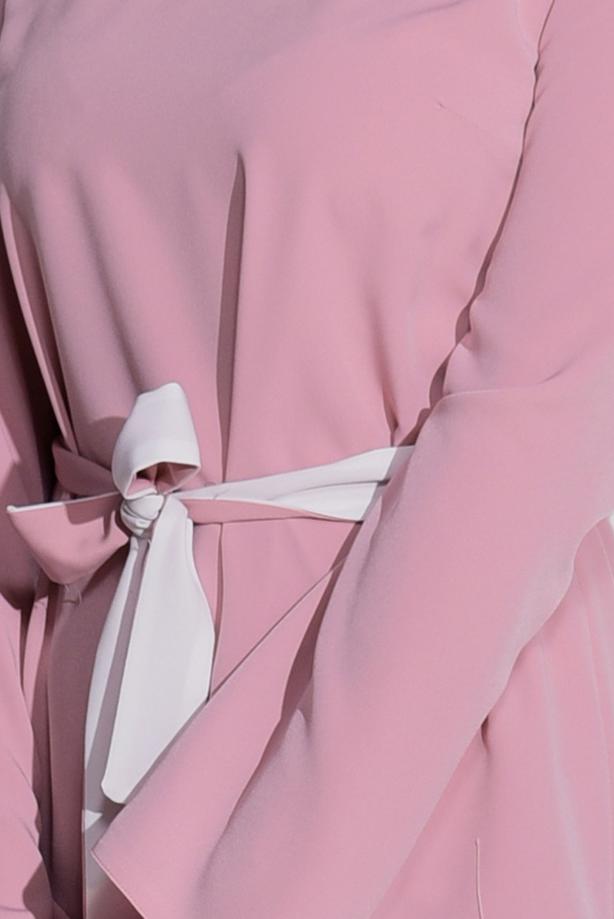 Tesettür giyim  DANTEL DETAYLI BELİ KUŞAKLI PANTOLONLU TAKIM 1301 - TRENDTESETTÜR