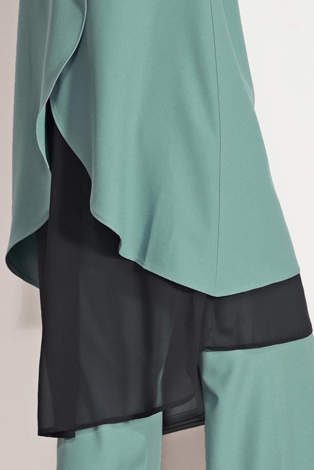 Vêtements hijab  CHIFFON DETAILED BOOTH SUIT WITH PANTS 3303  - TRENDTESETTÜR