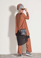 Vêtements hijab ROSE COSTUME EN MOUSSELINE DÉTAILLÉ AVEC PANTALON 3303