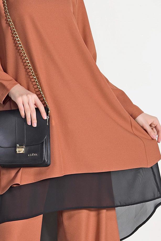 Vêtements hijab  CHIFFON DETAILED BOOTH SUIT WITH PANTS 3303  - TRENDTESETTÜR