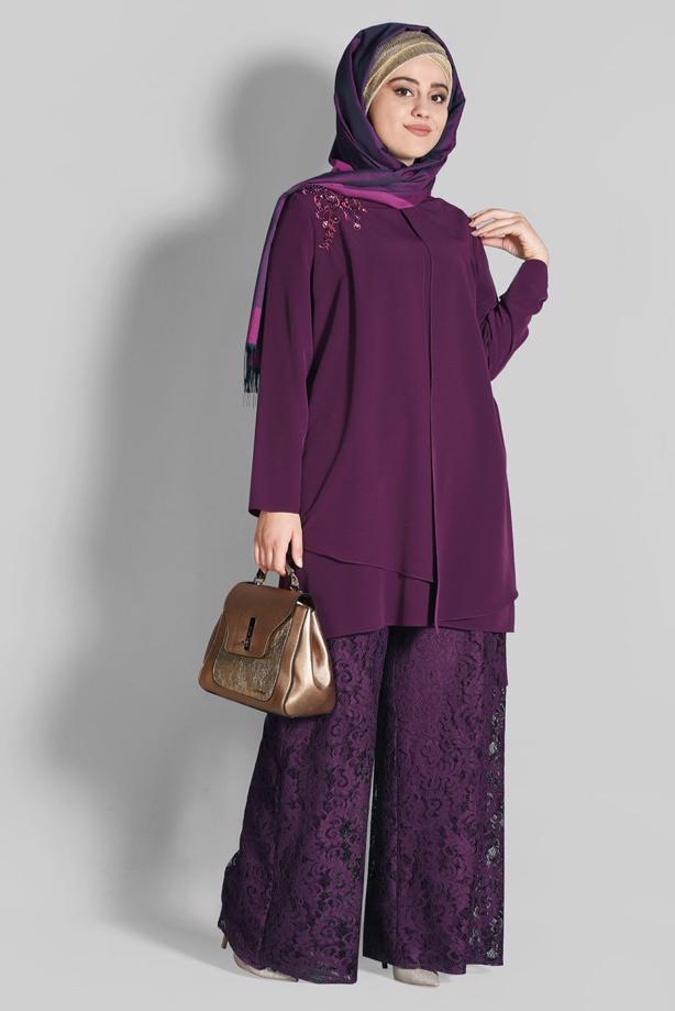 Tesettür giyim MOR T 3364P New Loren 2′li Pant. Takım-Alv Fashion - TRENDTESETTÜR