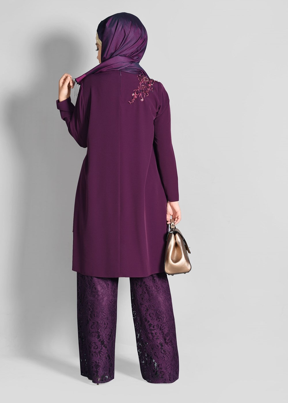 Vêtements hijab POURPRE COSTUME 2 PIÈCES AVEC PANTALON 3364P
