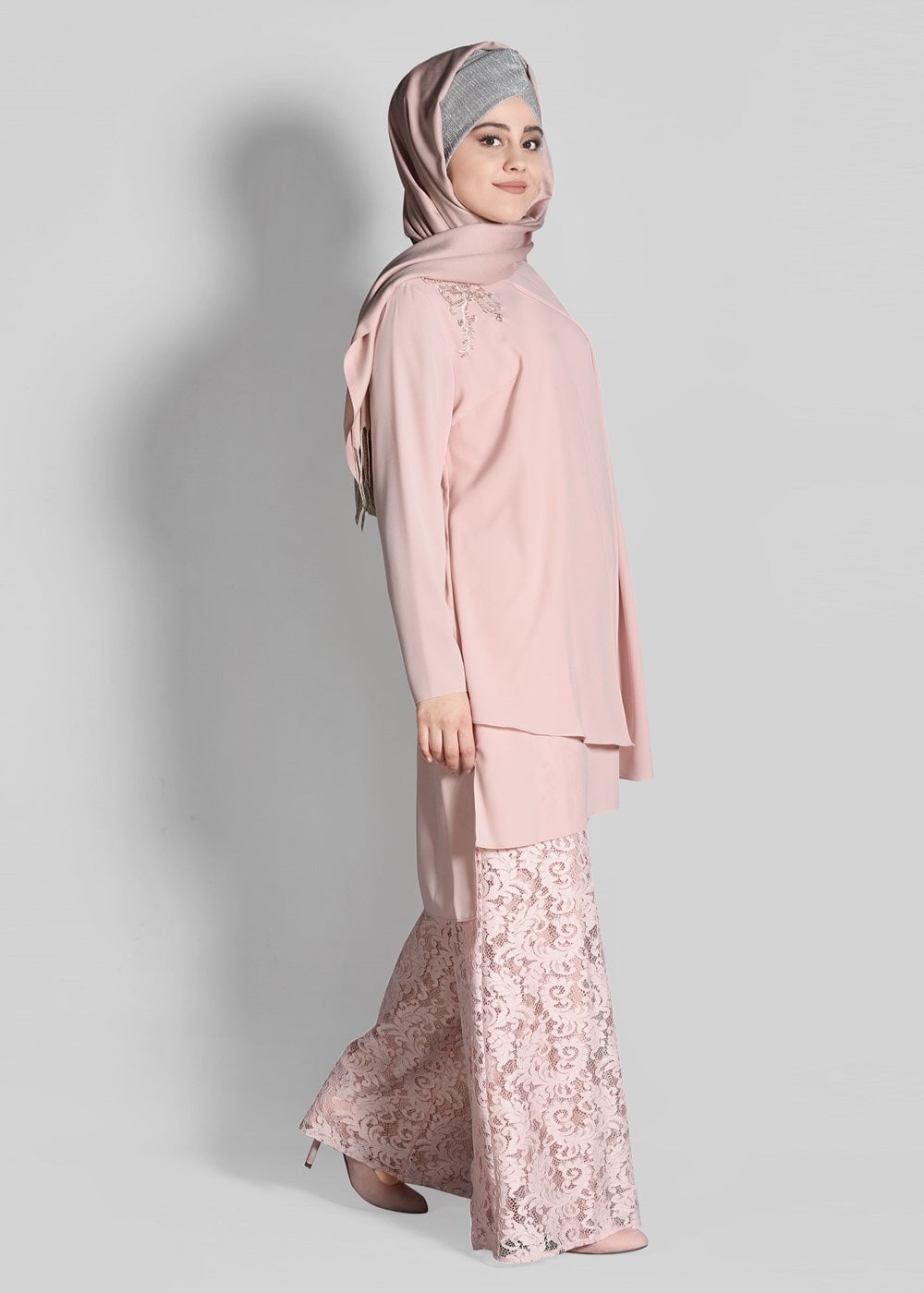 Tesettür giyim PUDRA T 3364P New Loren 2′li Pant. Takım-Alv Fashion