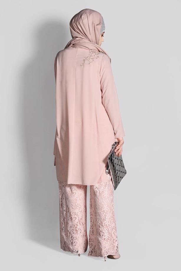 Tesettür giyim PUDRA T 3364P New Loren 2′li Pant. Takım-Alv Fashion - TRENDTESETTÜR