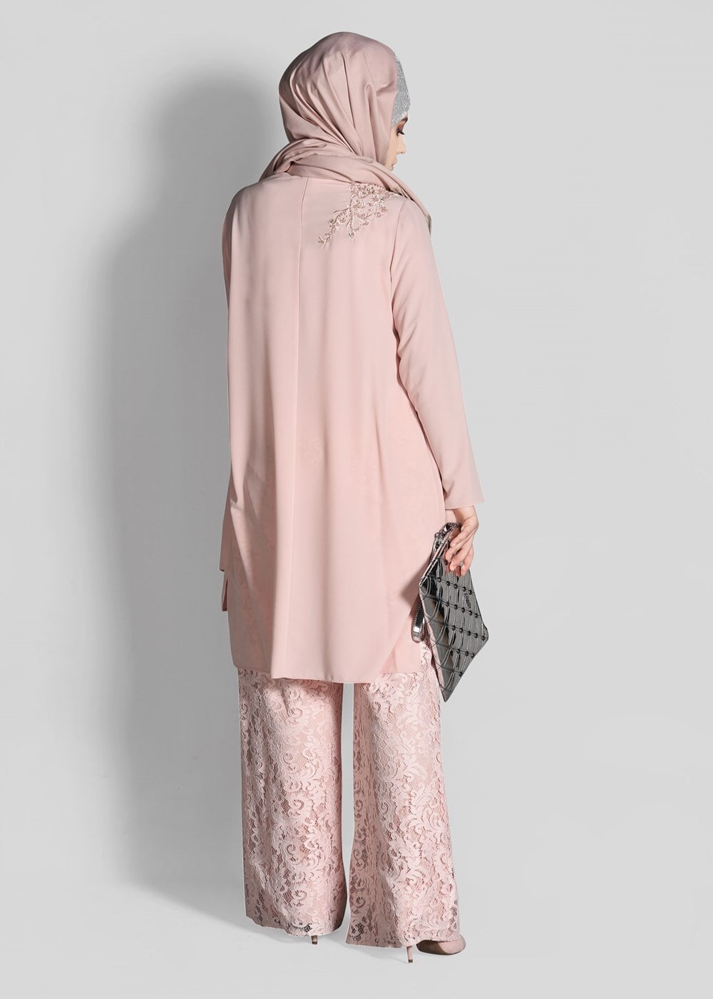 Tesettür giyim PUDRA T 3364P New Loren 2′li Pant. Takım-Alv Fashion