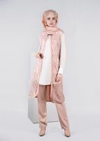 Hijab clothing POWDER Lace Vest Detailed Triple Pants Suit  T 3382