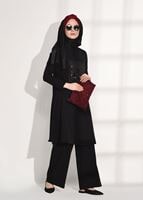 Vêtements hijab NOIR COSTUME DÉTAILLÉ AVEC PANTALON 4825