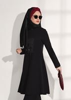 Vêtements hijab NOIR COSTUME DÉTAILLÉ AVEC PANTALON 4825