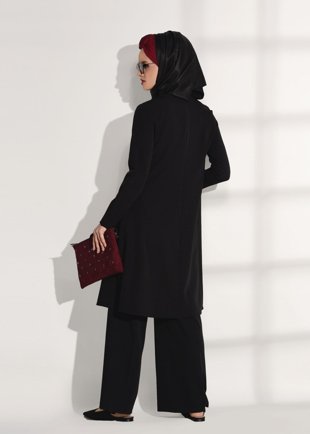 Vêtements hijab NOIR COSTUME DÉTAILLÉ AVEC PANTALON 4825