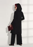 Vêtements hijab NOIR COSTUME DÉTAILLÉ AVEC PANTALON 4825