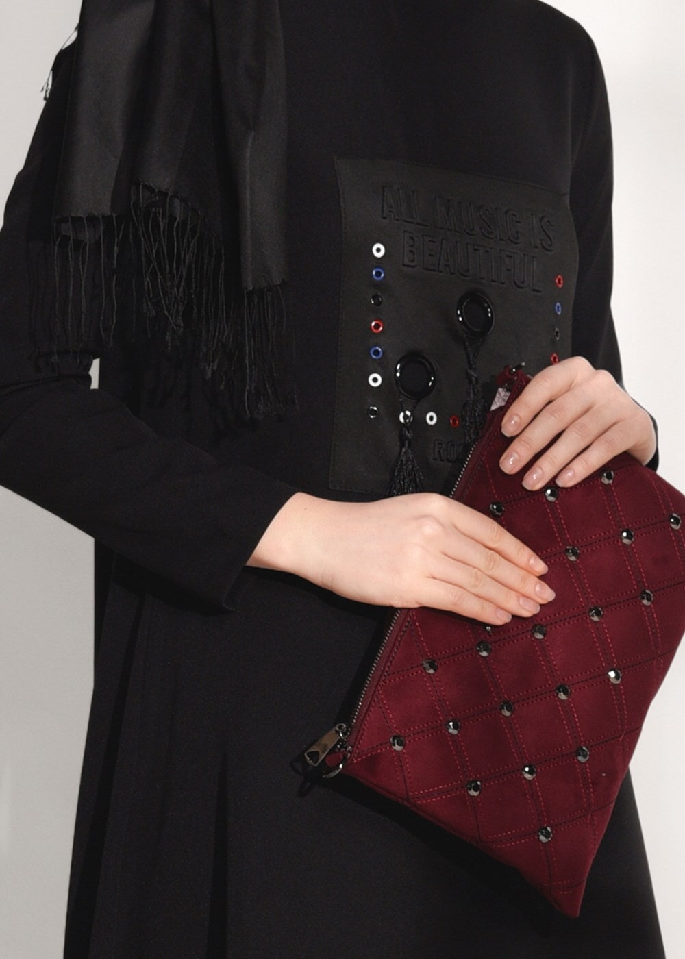 Vêtements hijab NOIR COSTUME DÉTAILLÉ AVEC PANTALON 4825