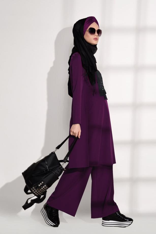 Vêtements hijab  CREST DETAILED SUIT WITH PANTS 4825   - TRENDTESETTÜR