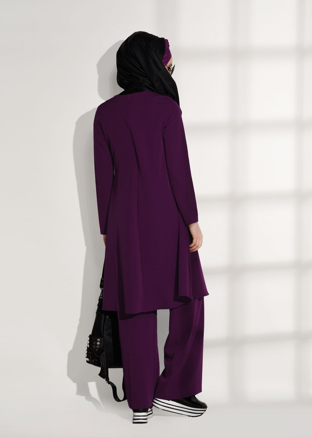 Hijab clothing PURPLE CREST DETAILED SUIT WITH PANTS 4825  