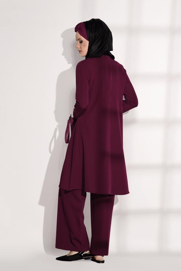 Vêtements hijab  CREST DETAILED SUIT WITH PANTS 4825   - TRENDTESETTÜR