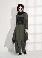 Vêtements hijab KAKI COSTUME DÉTAILLÉ AVEC PANTALON 4825