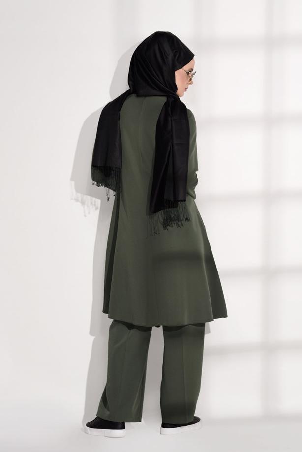 Vêtements hijab  CREST DETAILED SUIT WITH PANTS 4825   - TRENDTESETTÜR