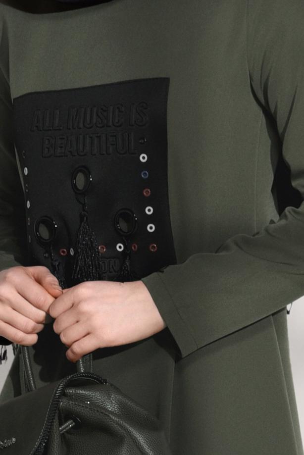 Vêtements hijab  CREST DETAILED SUIT WITH PANTS 4825   - TRENDTESETTÜR